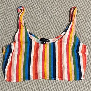 Aqua Colorful Striped Crop Top